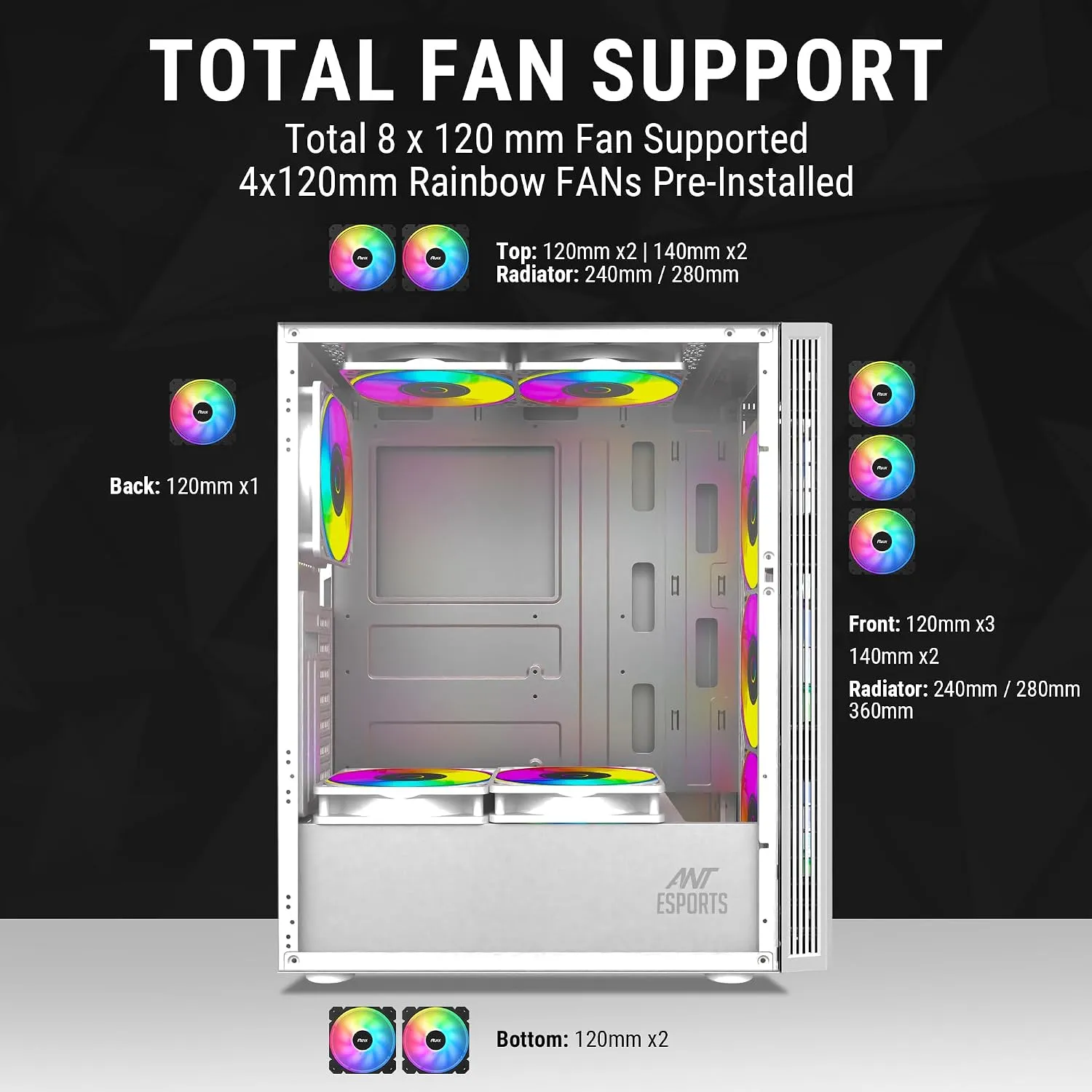 Ant Esports Gmaing Cabinet Elite 1200 White view 2